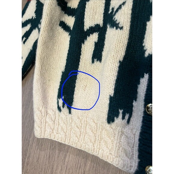 Vintage QUISSETT COVE Cardinal Birds 100% Shetland WOOL Cardigan Sweater Medium - Picture 8 of 14